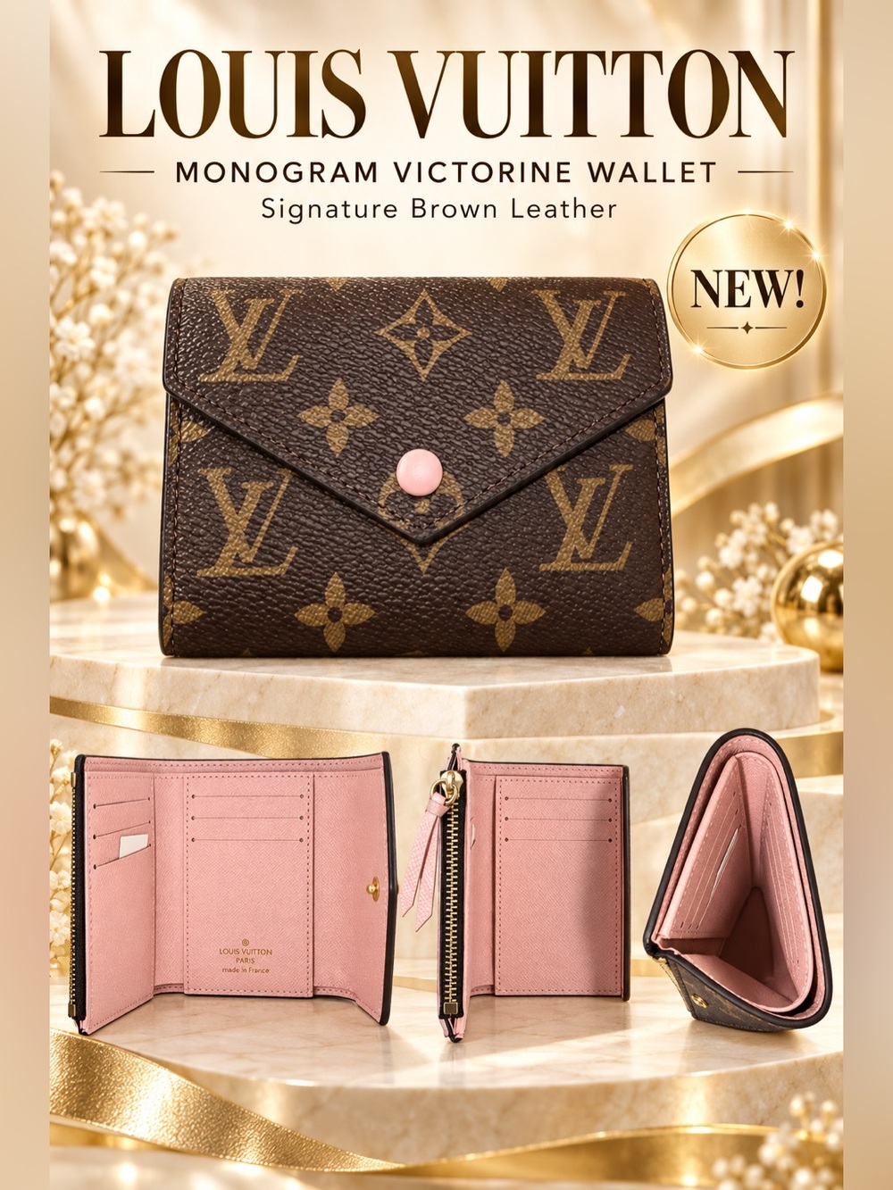 Louis Vuitton Monogram Victorine Wallet crafted in signature Brown Leather🔥New!